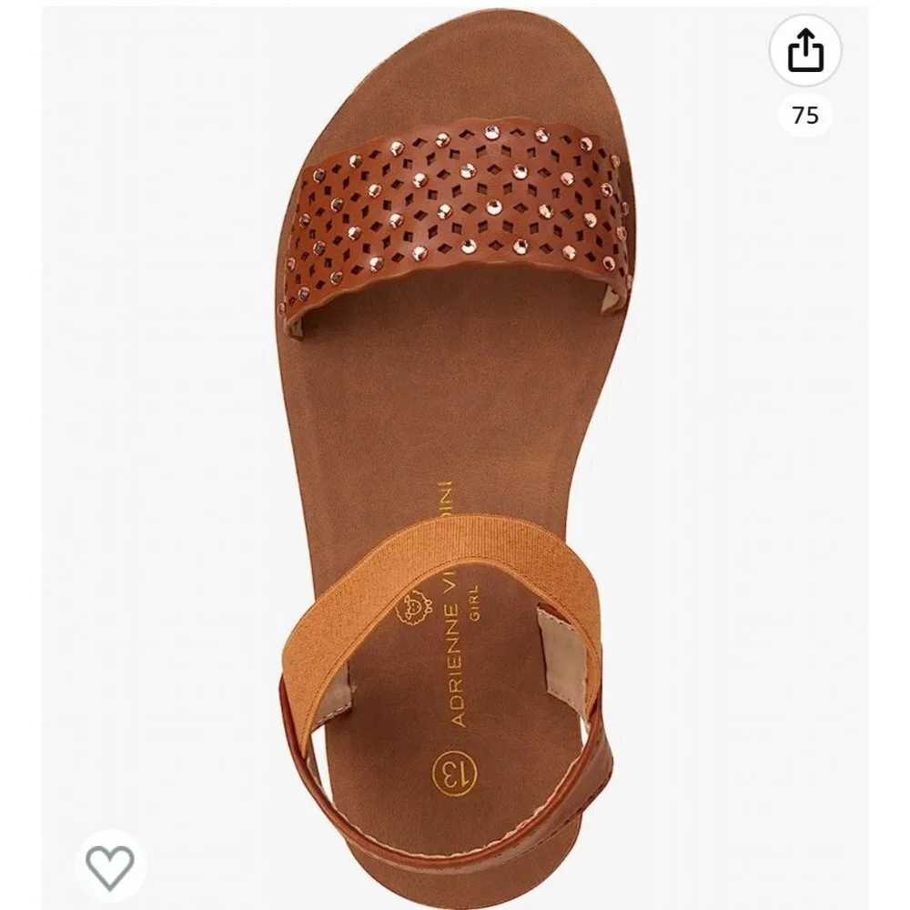 ADRIENNE VITTADINI Girls' Sandals - Strappy Studded Sandals with Elastic Ankle S